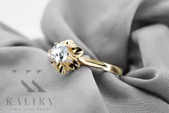 Oro amarillo de 14 quilates Circón Anillo Artesanía vintage vrc004y